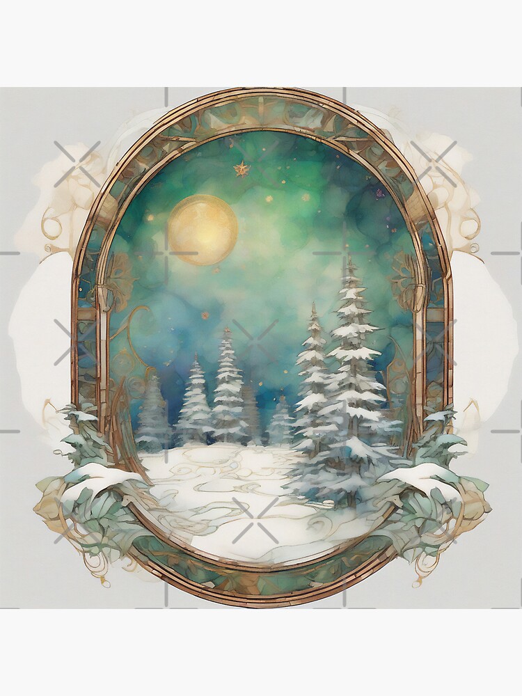 Snowy Trees at Night with Moonlit Glow Greeting Card - Image 2